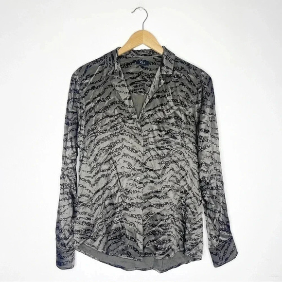 Rails Rebel Olive Button Down Shirt Spotted Tiger Stripe Size Small - Picture 9 of 10